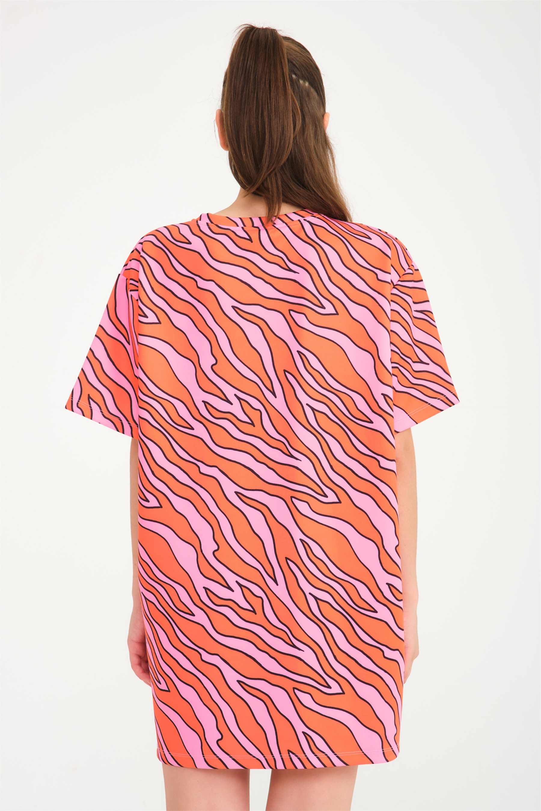 Ala X Fineapple Pembe Turuncu Zebra T-shirt Elbise
