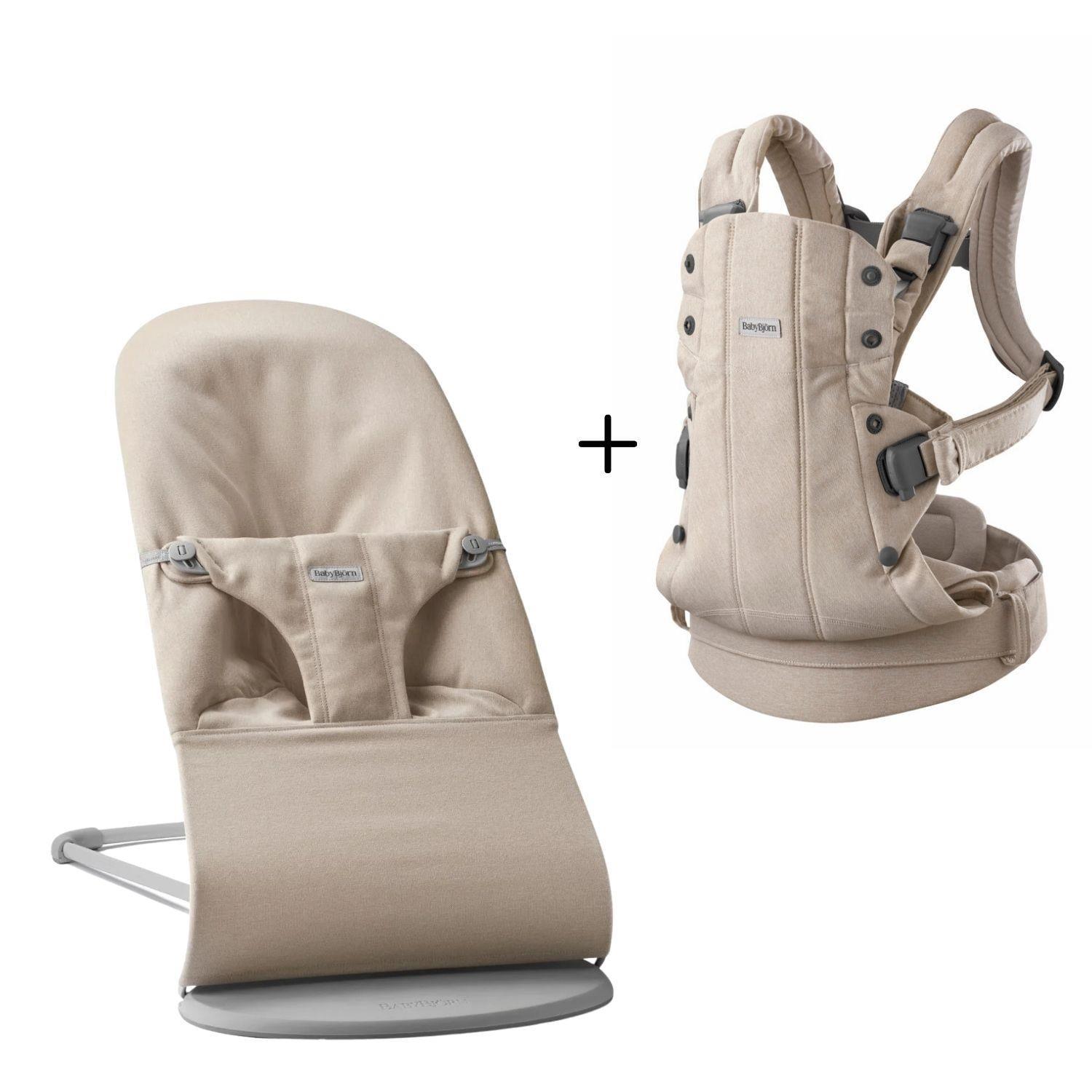 BabyBjörn 2li Set Bliss Ana Kucağı & Kanguru Harmony Woven Melange Light Beige