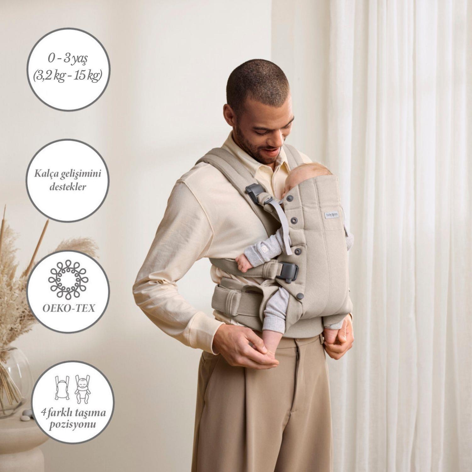 BabyBjörn 2li Set Bliss Ana Kucağı & Kanguru Harmony Woven Melange Light Beige