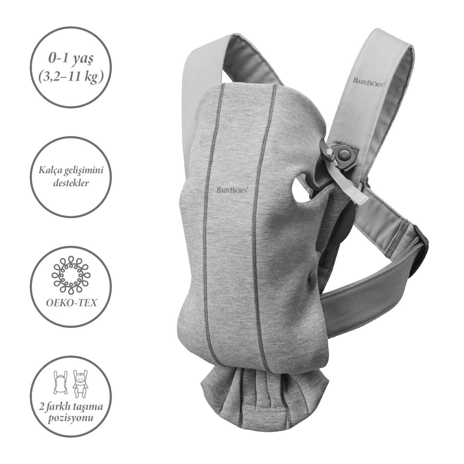 BabyBjörn 2li Set Bliss Ana Kucağı Woven Melange & Kanguru Mini 3D Jersey Light Grey