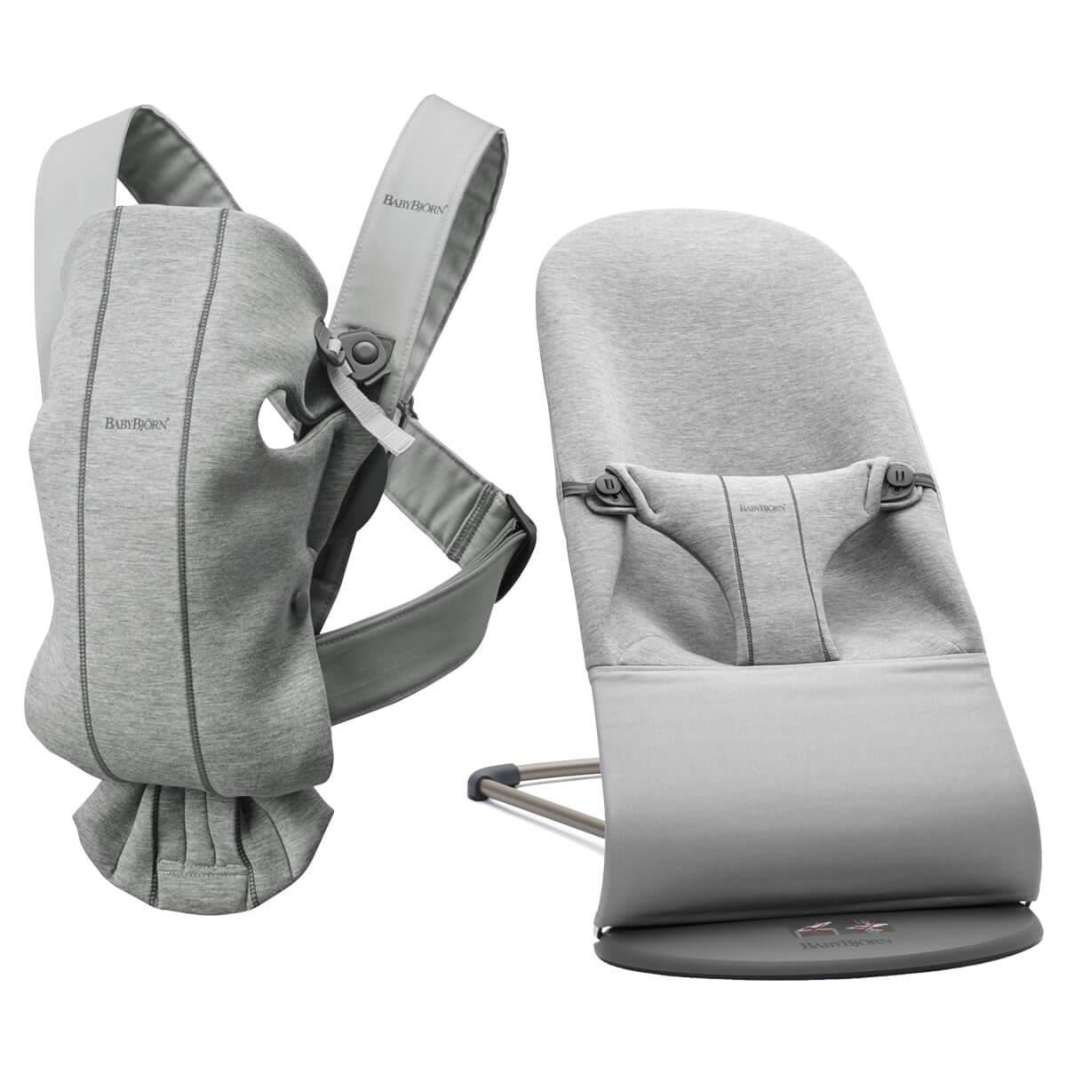 BabyBjörn 2li Set Bliss Ana kucağı & Kanguru Mini 3D Jersey Light Grey