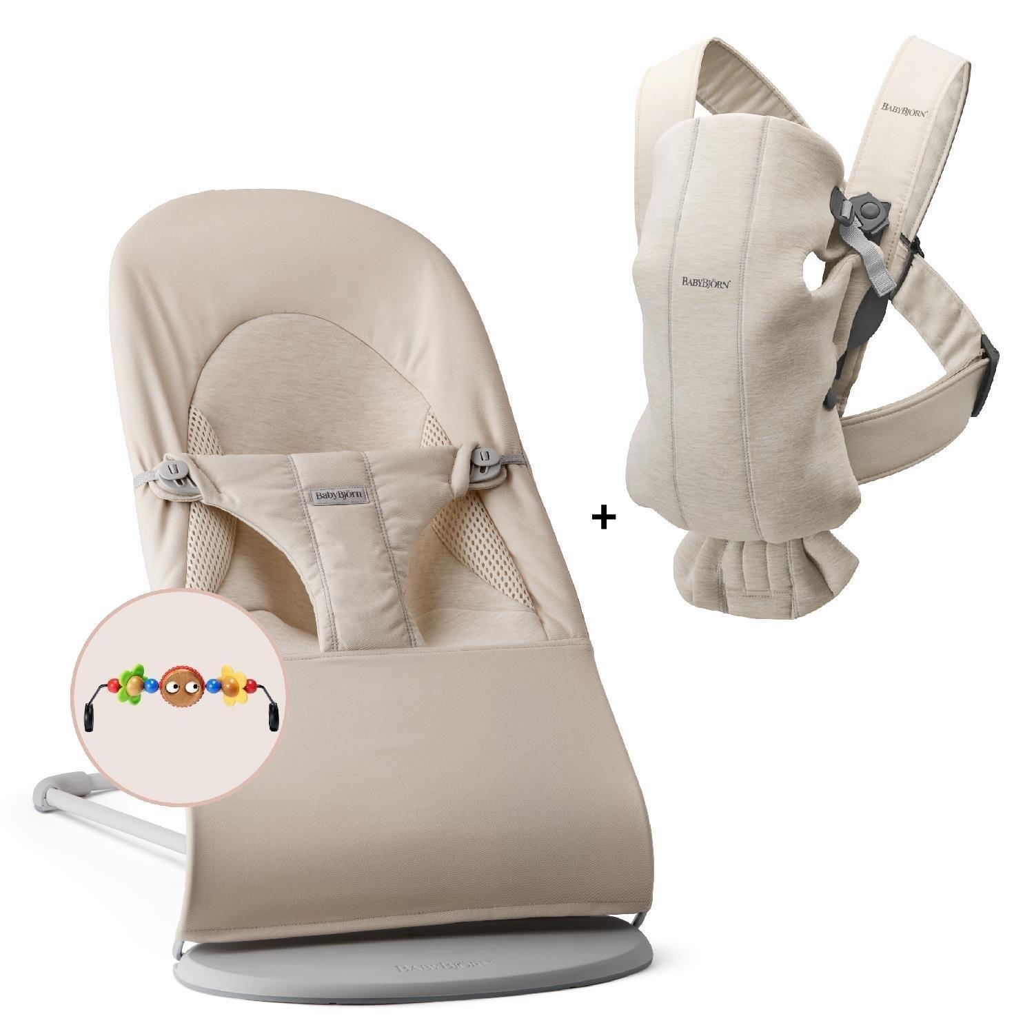 BabyBjörn 2li Set Oyuncaklı Balance Soft Woven Jersey Üçlü Kumaş Ana Kucağı & Kanguru Mini 3D Jersey Light Beige