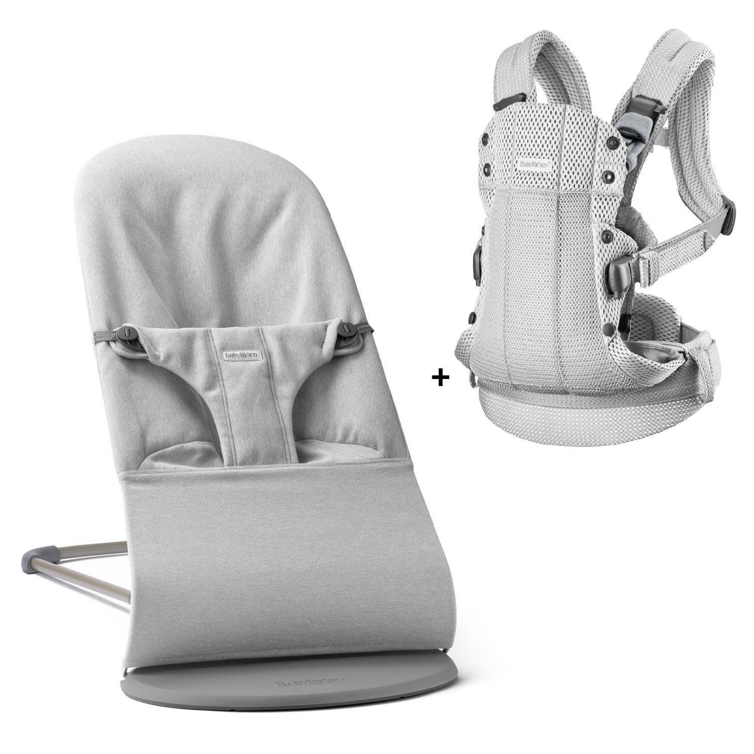 Babybjörn 2li Set Bliss Ana Kucağı Woven Melange Light Grey & Kanguru Harmony Mesh Silver