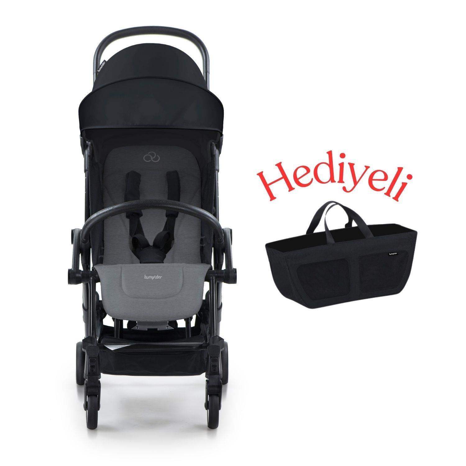 Bumprider Connect³ Bebek Arabası Black-Grey Melange & Yan Düzenleyici Çanta