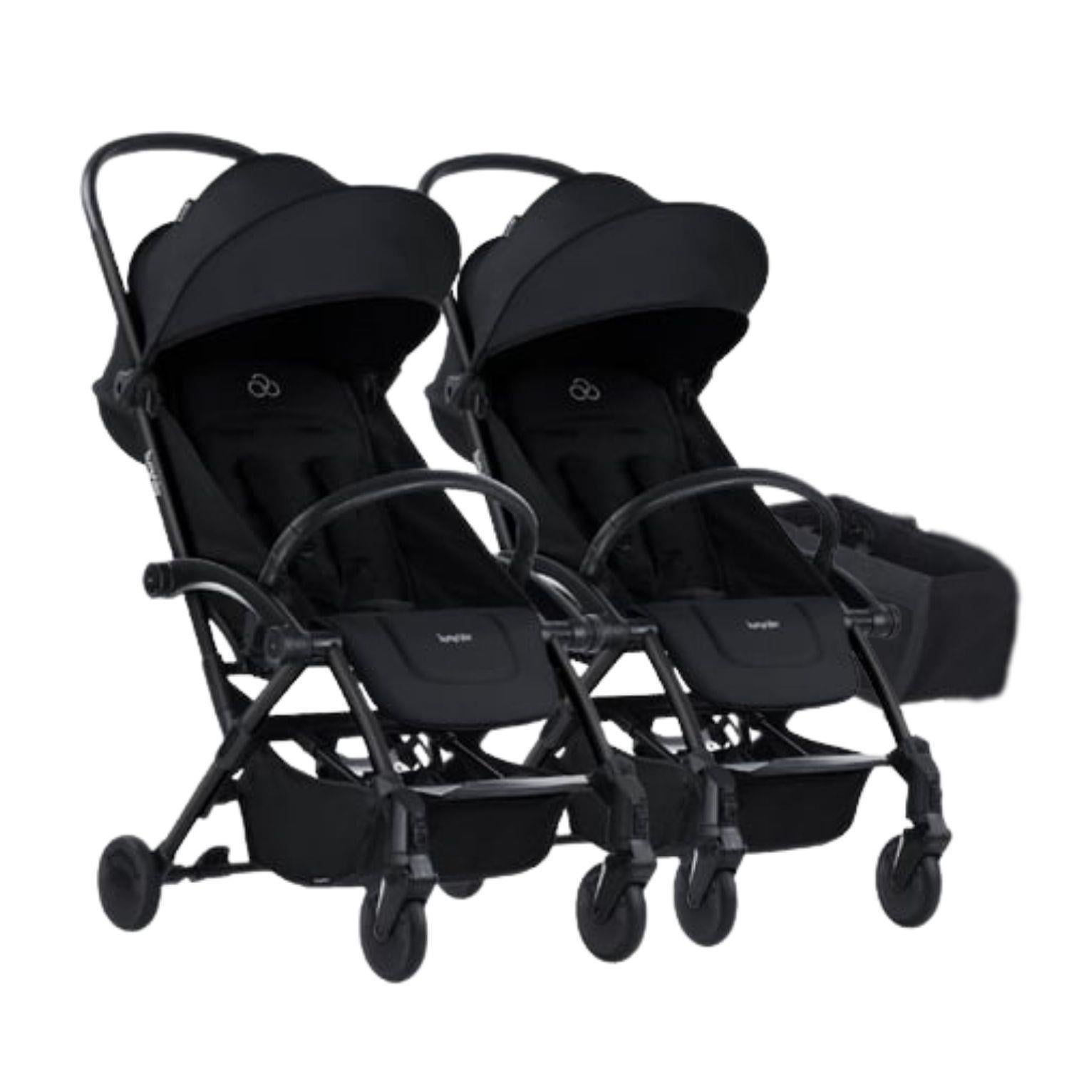 Bumprider Connect³ İkiz Bebek Arabası Black - Black & Yan Düzenleyici Çanta