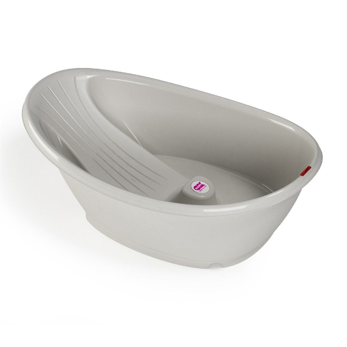 OKBaby Bebek Banyo Seti Bella Dijital Termometreli Çift Yönlü Küvet + Hippo Duş Şapkası A.Gri