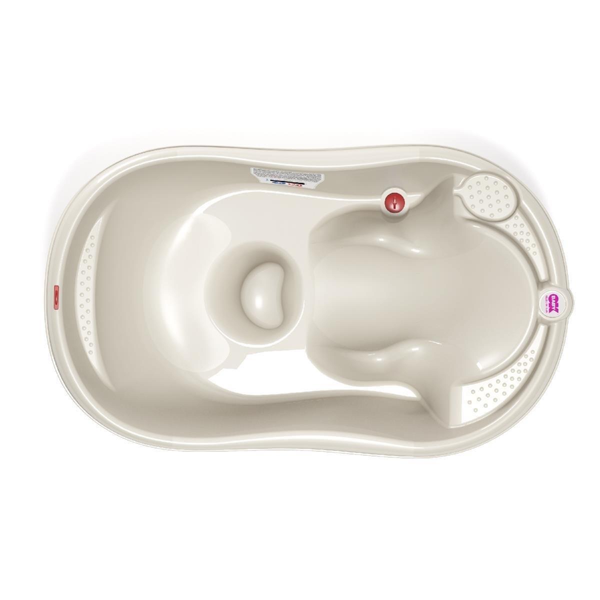 OKBaby Bebek Banyo Seti Onda Dijital Termometreli Çift Yönlü Bebek Küveti & Splash Bebek Duşu K. Beyaz