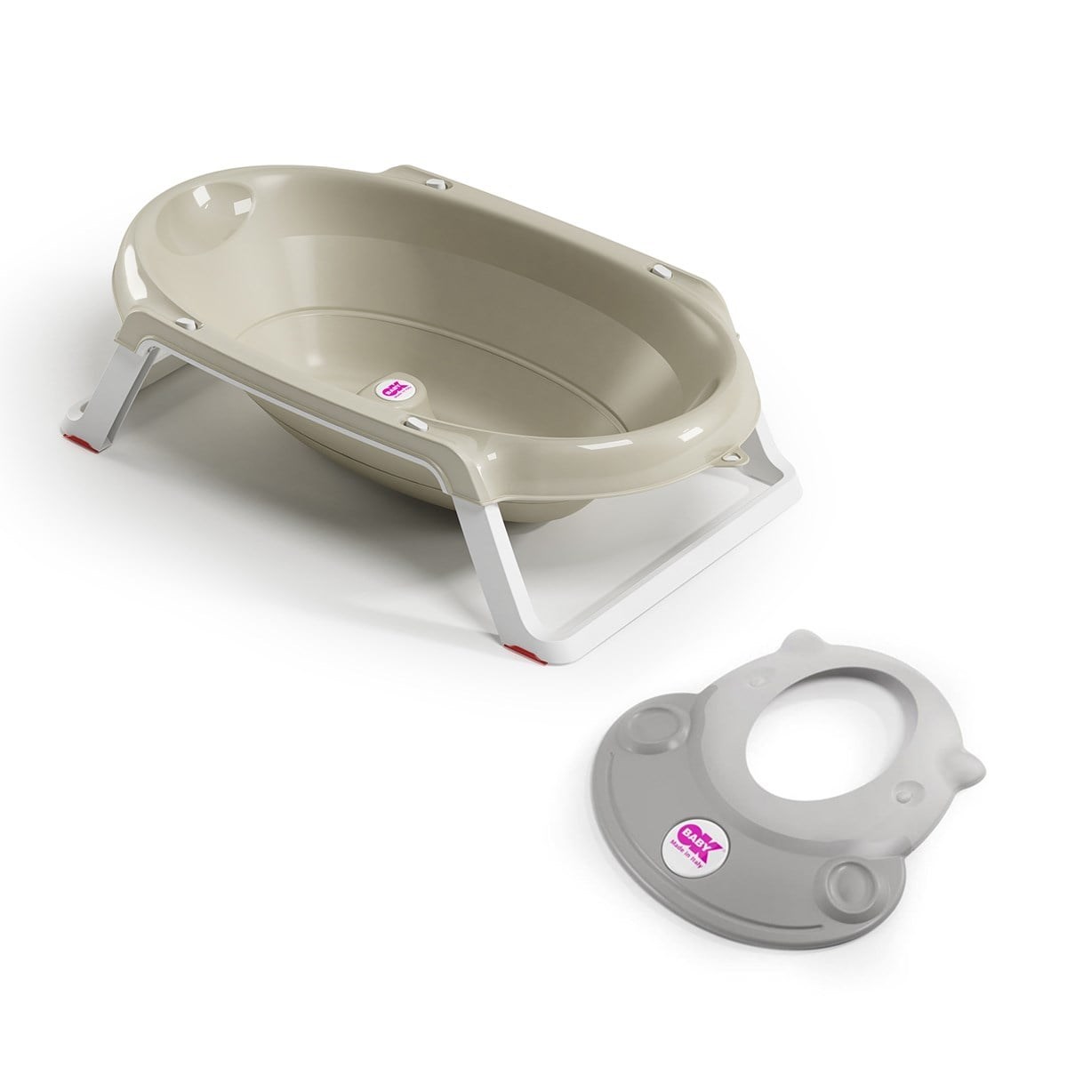 OKBaby Bebek Banyo Seti Onda Slim Katlanır Küvet + Hippo Duş Şapkası A.Gri