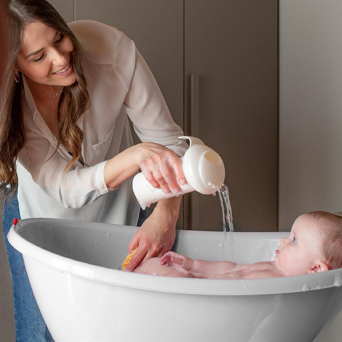 OKBaby Bebek Banyo Seti Splash Bebek Duşu K. Beyaz & Doğal Banyo Süngeri No:10 | Küçük