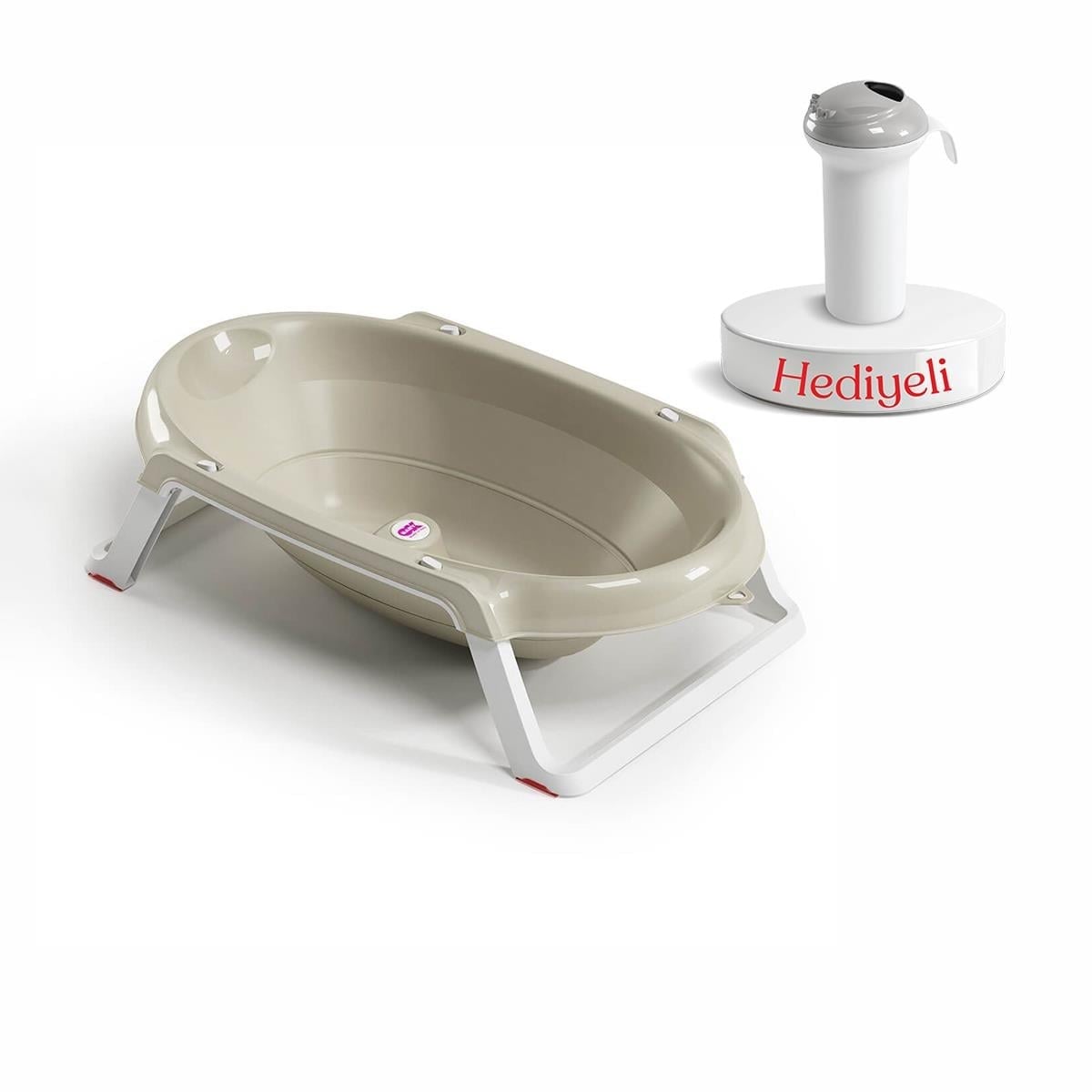 OKBaby Onda Slim Katlanır Bebek Küveti A.Gri & Splash Bebek Duşu Hediyeli