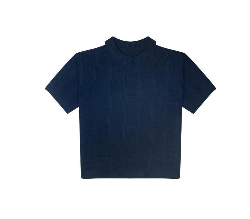 Antebies Lacivert Dokulu Triko Kısa Kollu Tshirt Şort Set STD