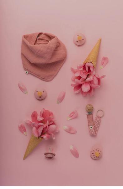 Bibs Paci Braid Emzik Askısı Dusty Pink/ Baby Pink