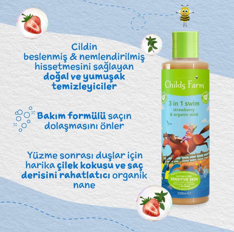 Childs Farm Çilek ve Organik Nane Özlü Yüzme Sonrası Şampuanı 250ml