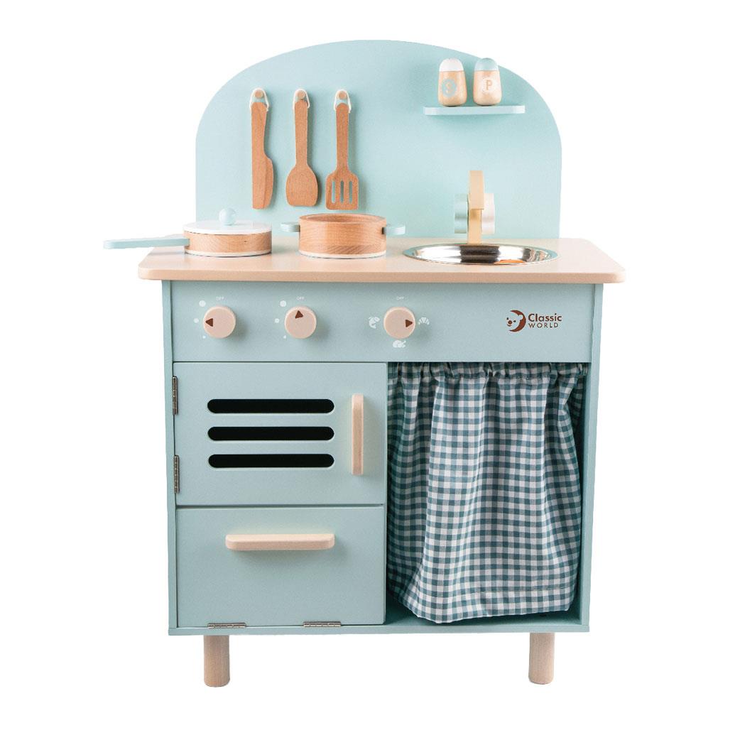 Classic World Ahşap Mavi Retro Mutfak