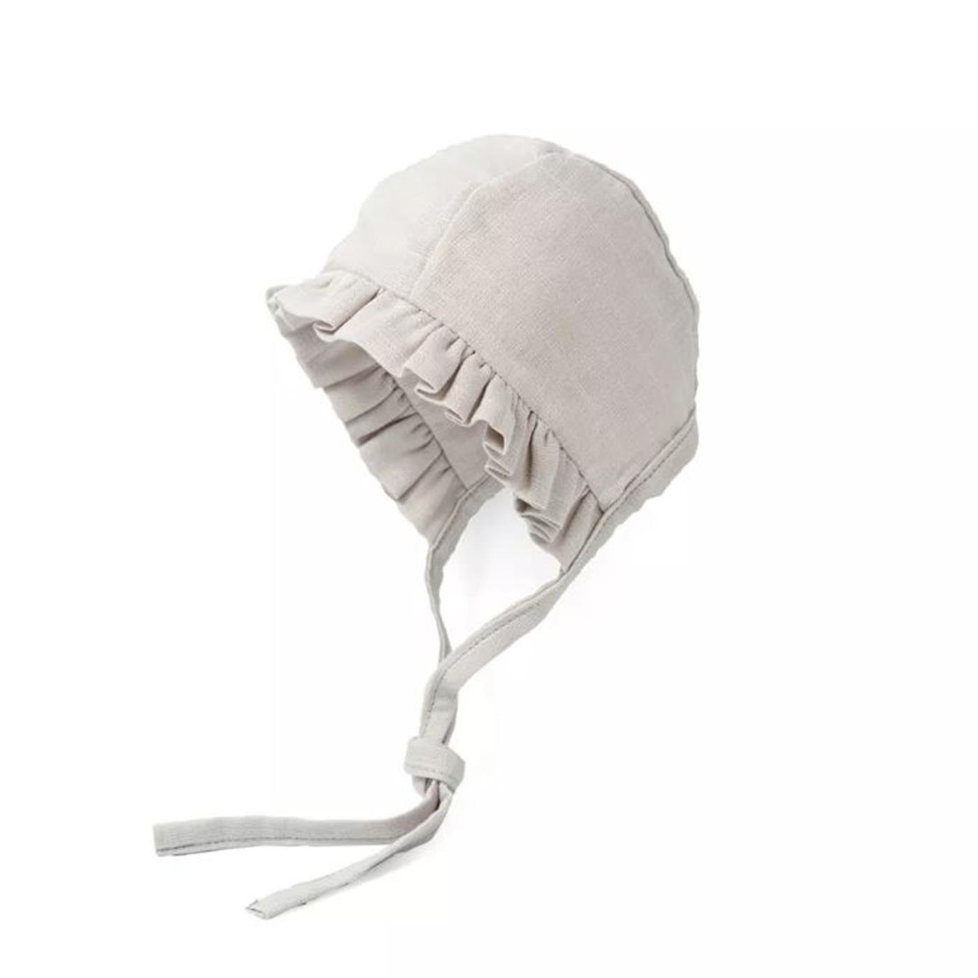 Deux Lapins Müslin Bebek Başlığı Açık gri