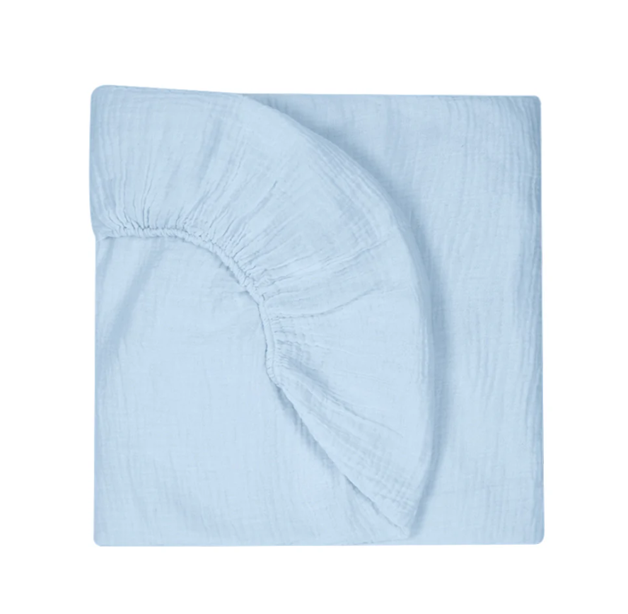 Deux Lapins Müslin Çarşaf Mavi