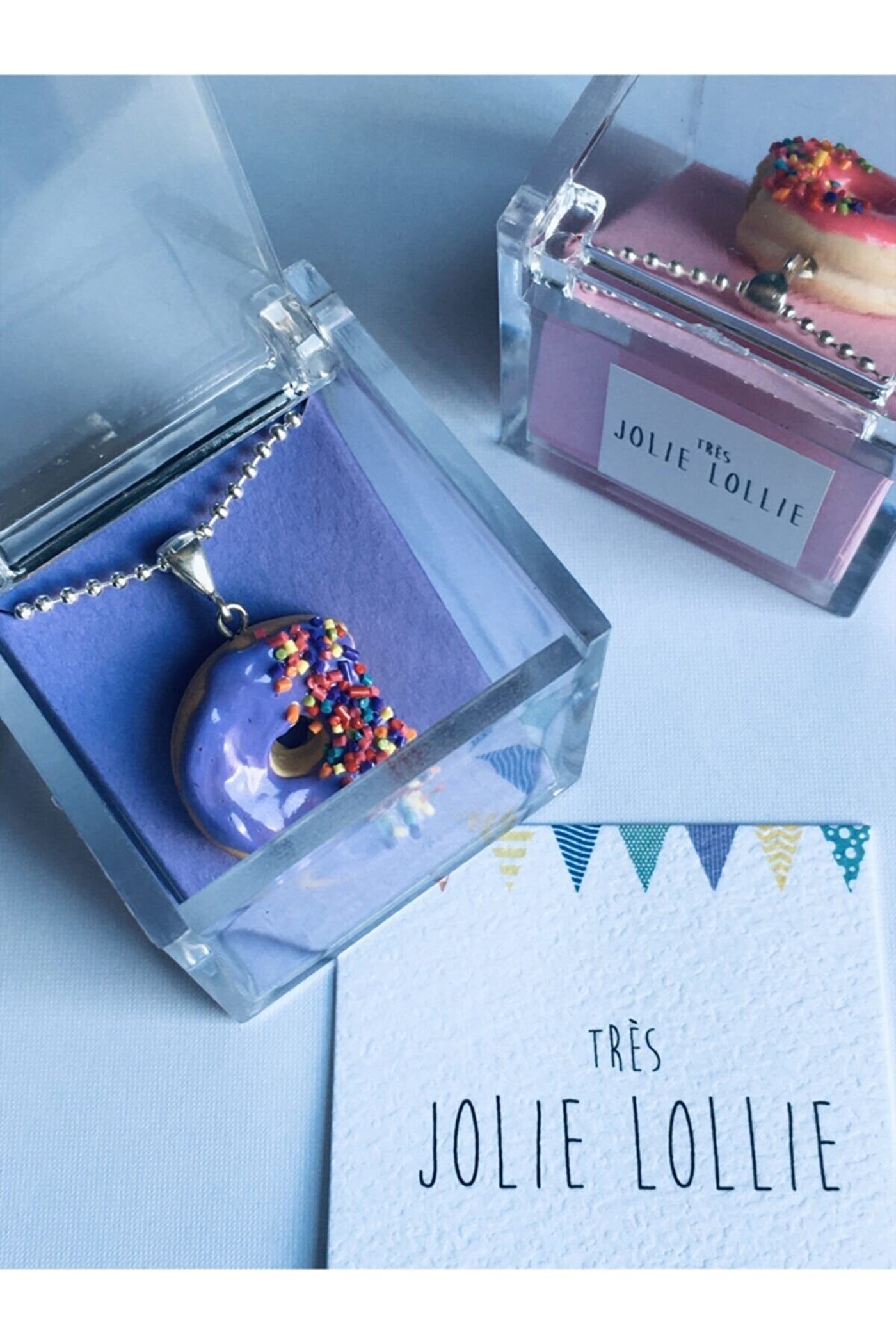 Donut Gümüş Kolye - Mor