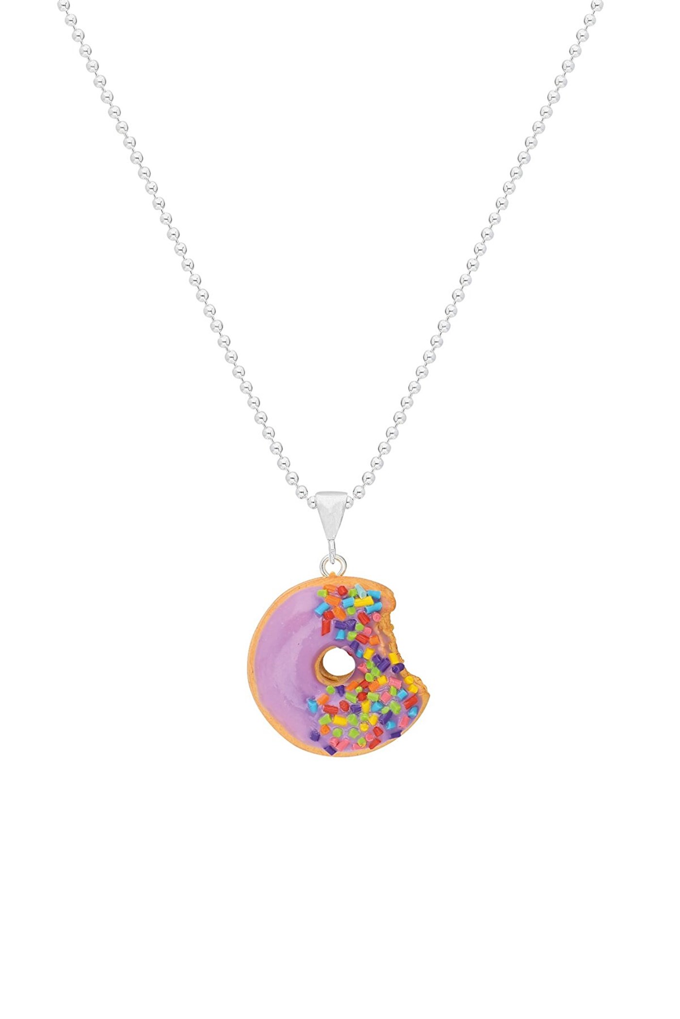 Donut Gümüş Kolye - Mor