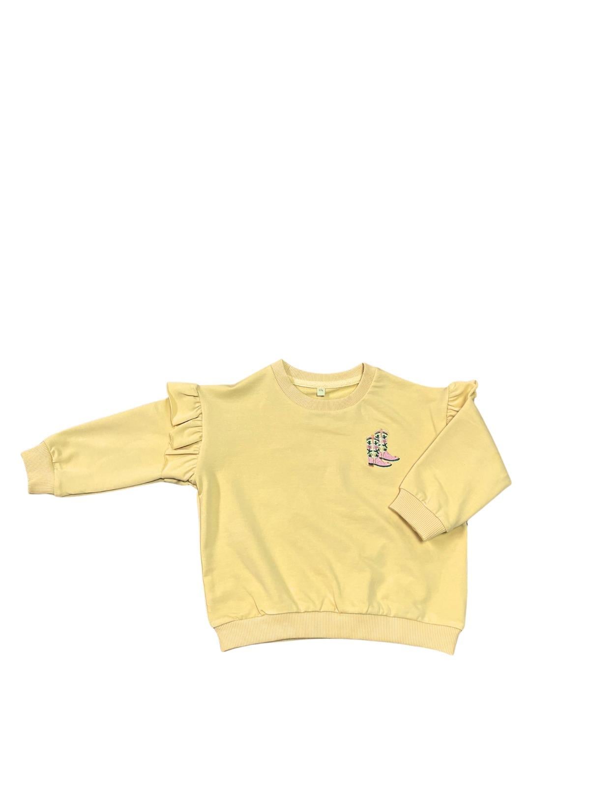 Fıfrfır Detaylı Sweatshirt - Açık Sarı STD