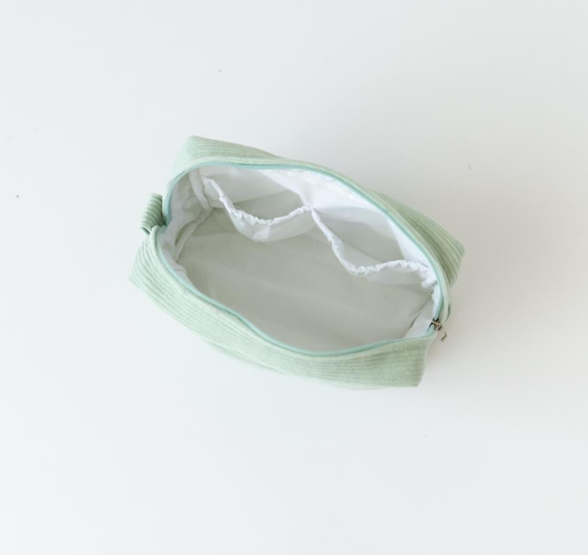 Kadife Organizer Nakışlı Çanta Mint