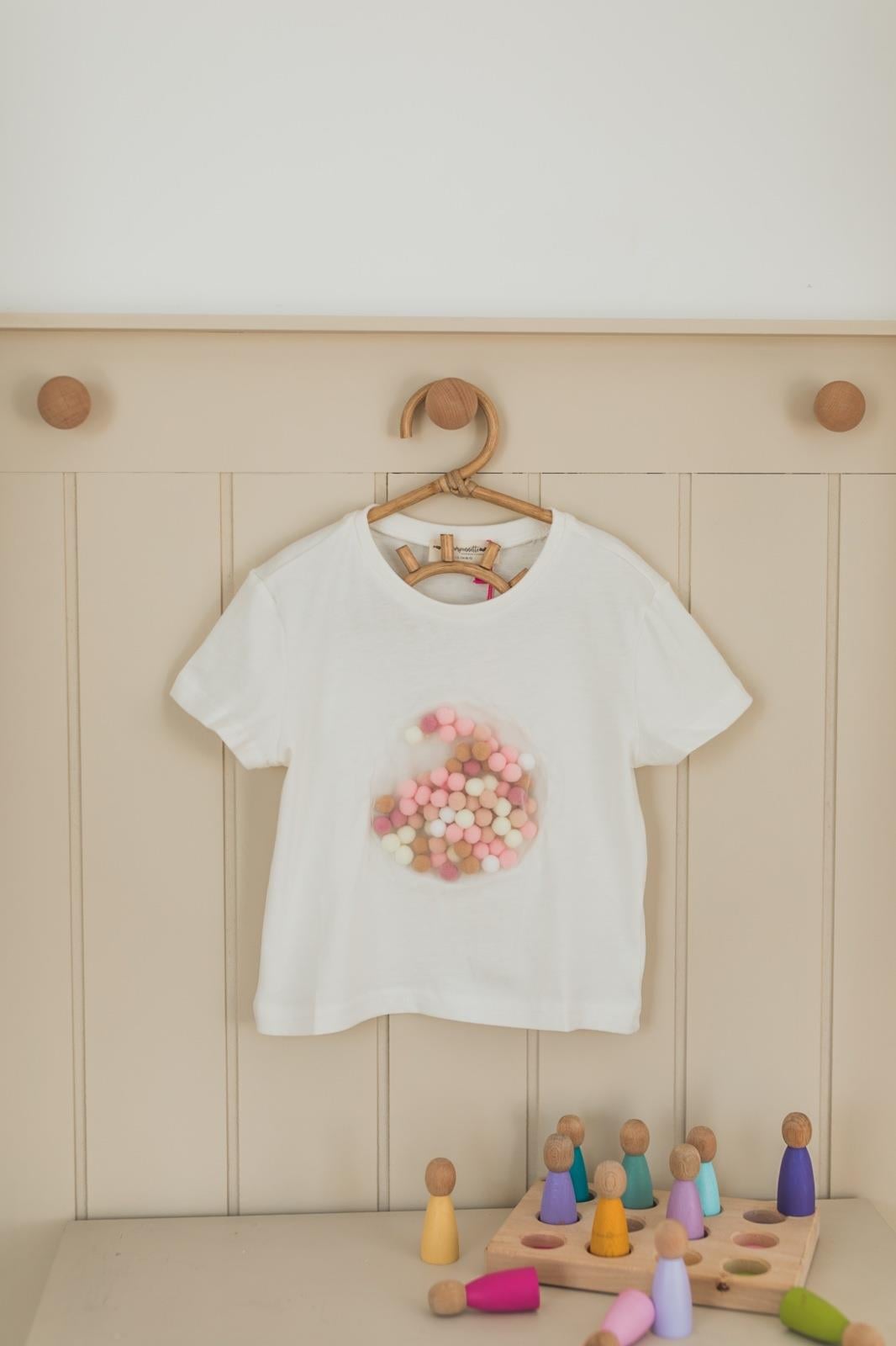 La Pomponnette Ponponlu T-shirt Rose