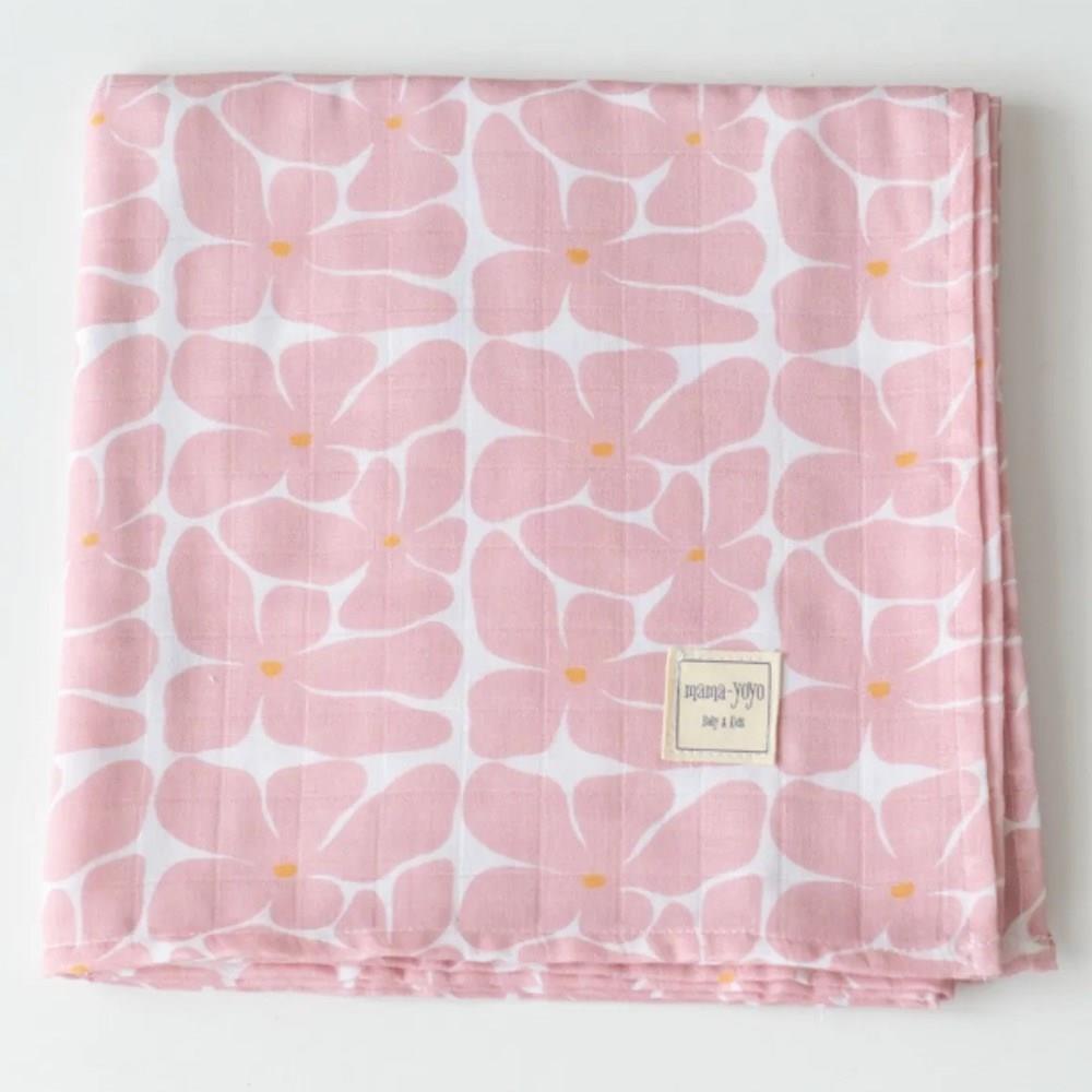 Mama Yoyo Floral Çok Amaçlı Organik Müslin Örtü 120x120 cm