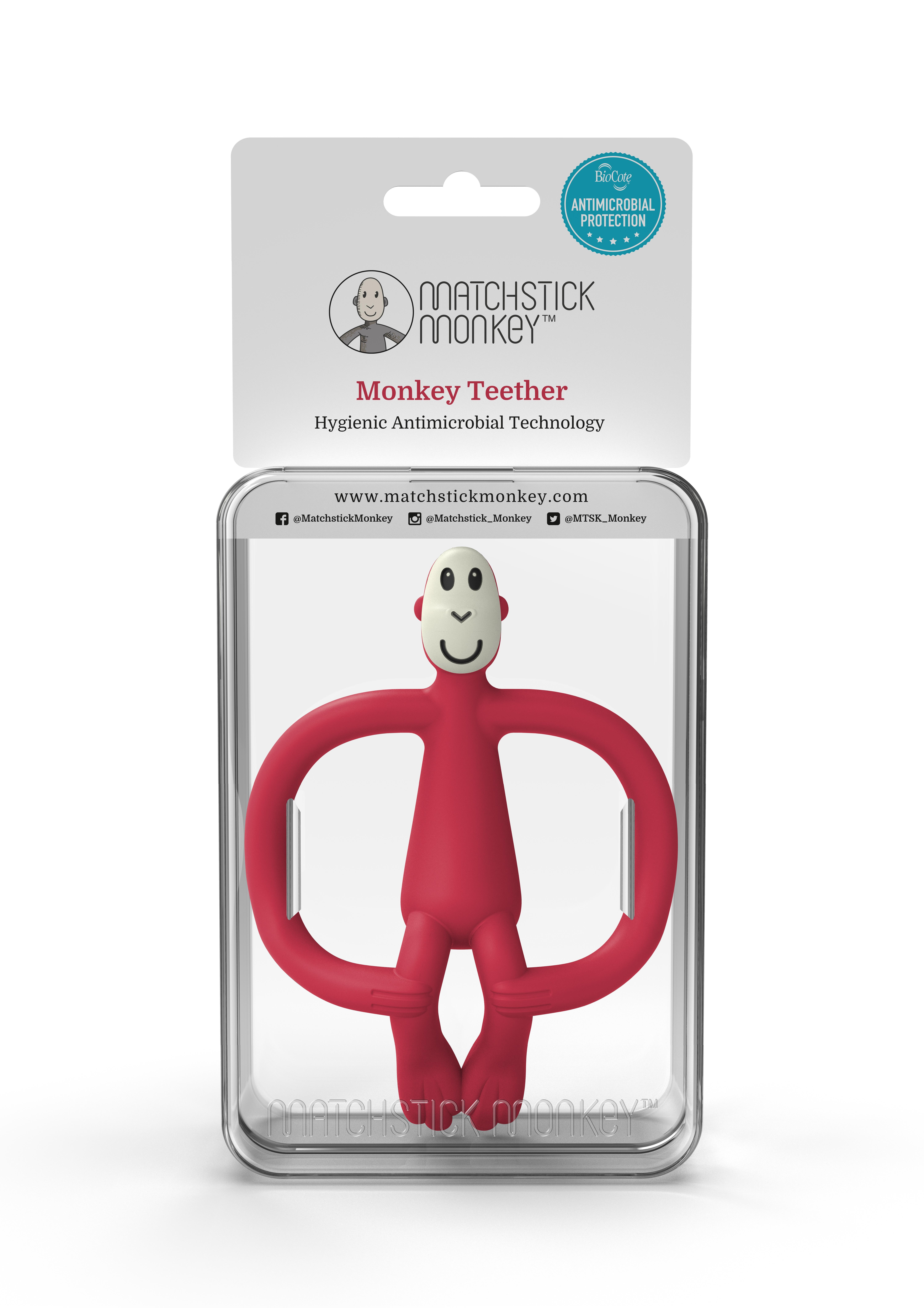 Matchstick Monkey Silikon Diş Kaşıyıcı- Kırmızı