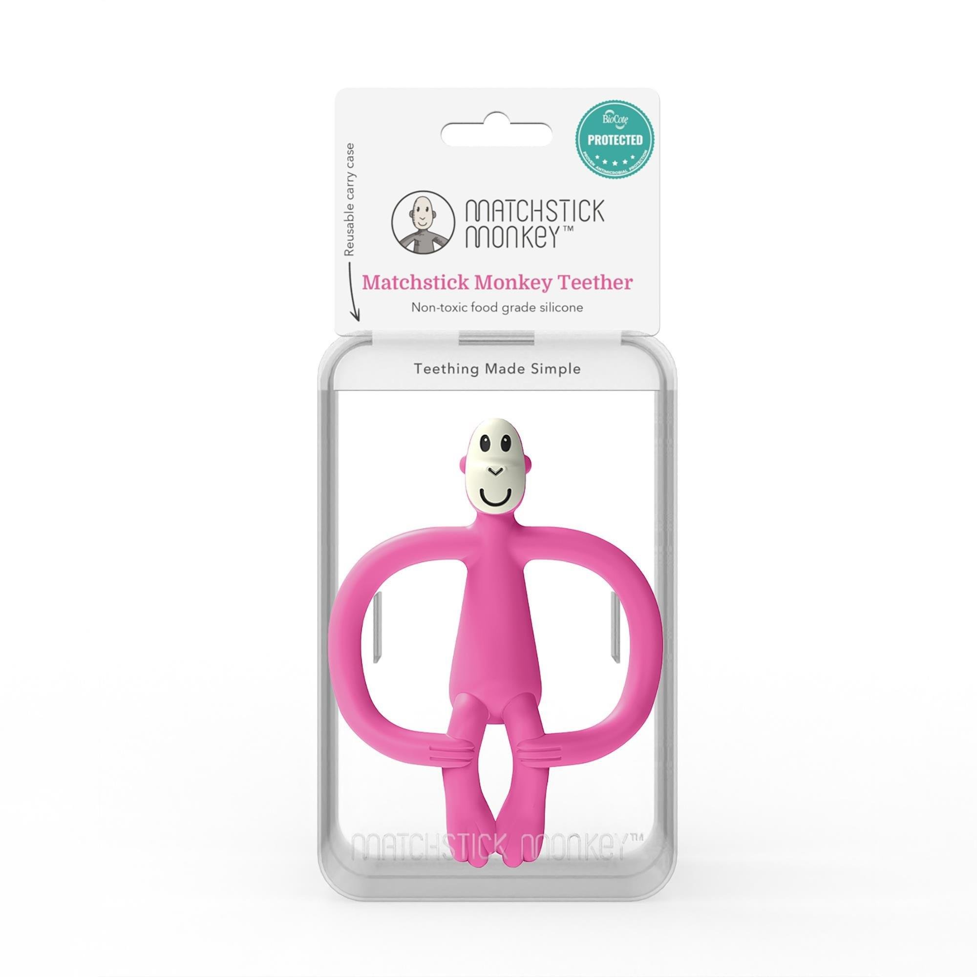 Matchstick Monkey Silikon Diş Kaşıyıcı- Fuşya