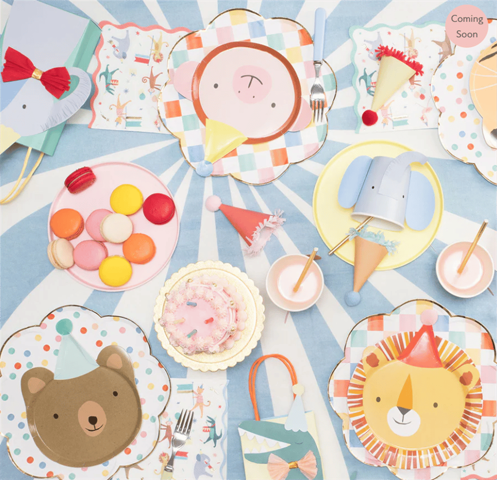 Meri Meri - Animal Parade Die Cut Plates - Hayvan geçit Töreni Tabaklar 8li