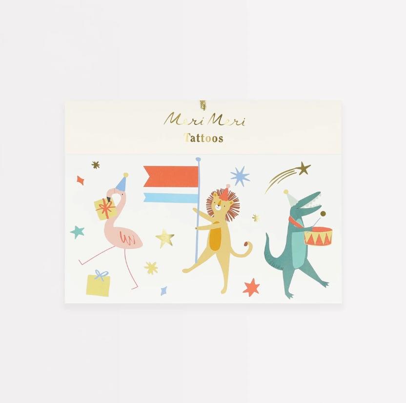 Meri Meri - Animal Parade Temporary Tattoos - Hayvanlar Geçit Töreni Geçici Dövmeler (x2)