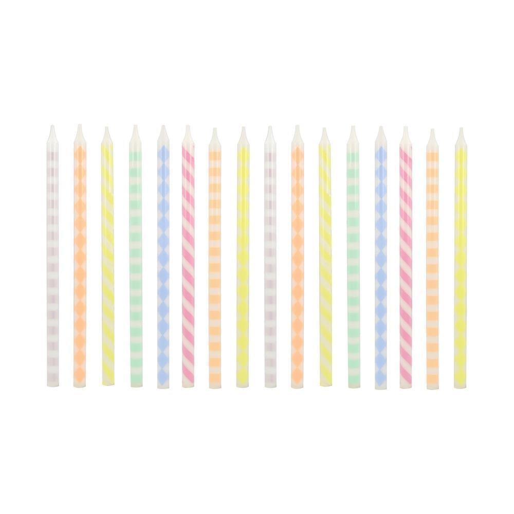 Meri Meri - Desenli Pastel Mumlar - 16 Adet