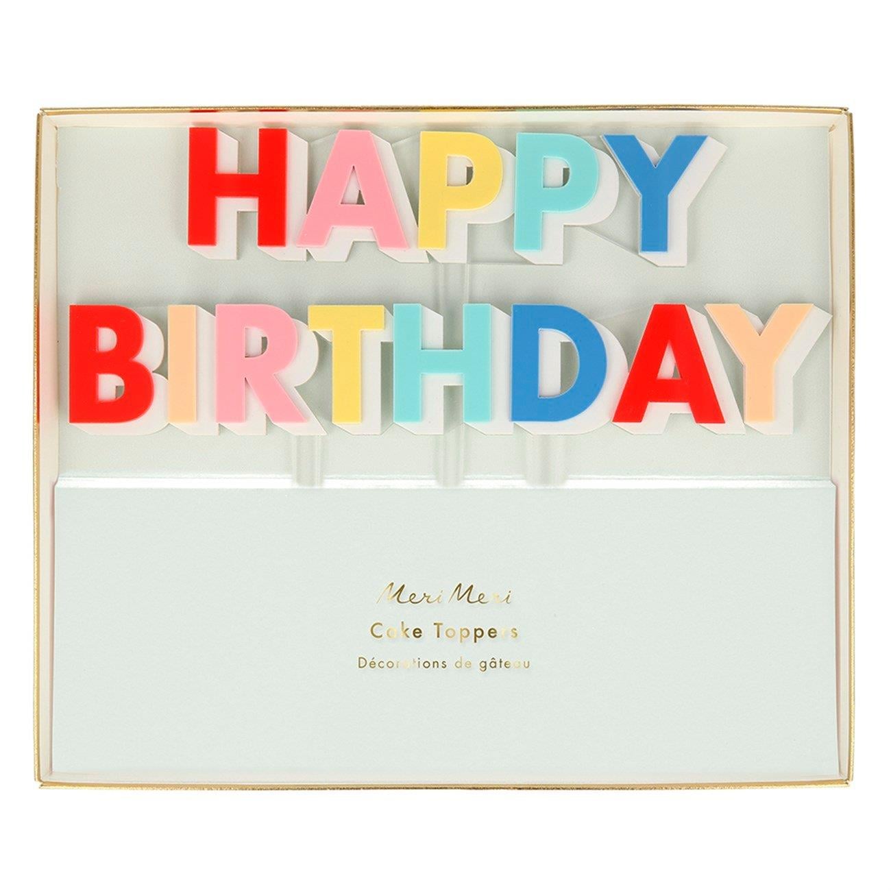 Meri Meri - Happy Birthday Acrylic Cake Toppers - Happy Birthday Akrilik Pasta Süsü