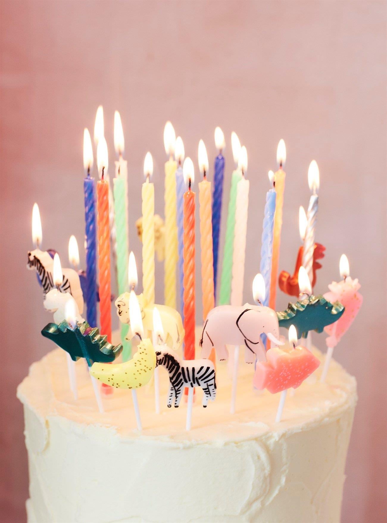 Meri Meri - Multi Neon Twisted Candles - Neon Mumlar