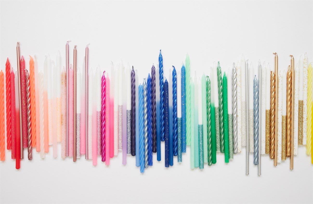 Meri Meri - Multi Neon Twisted Candles - Neon Mumlar