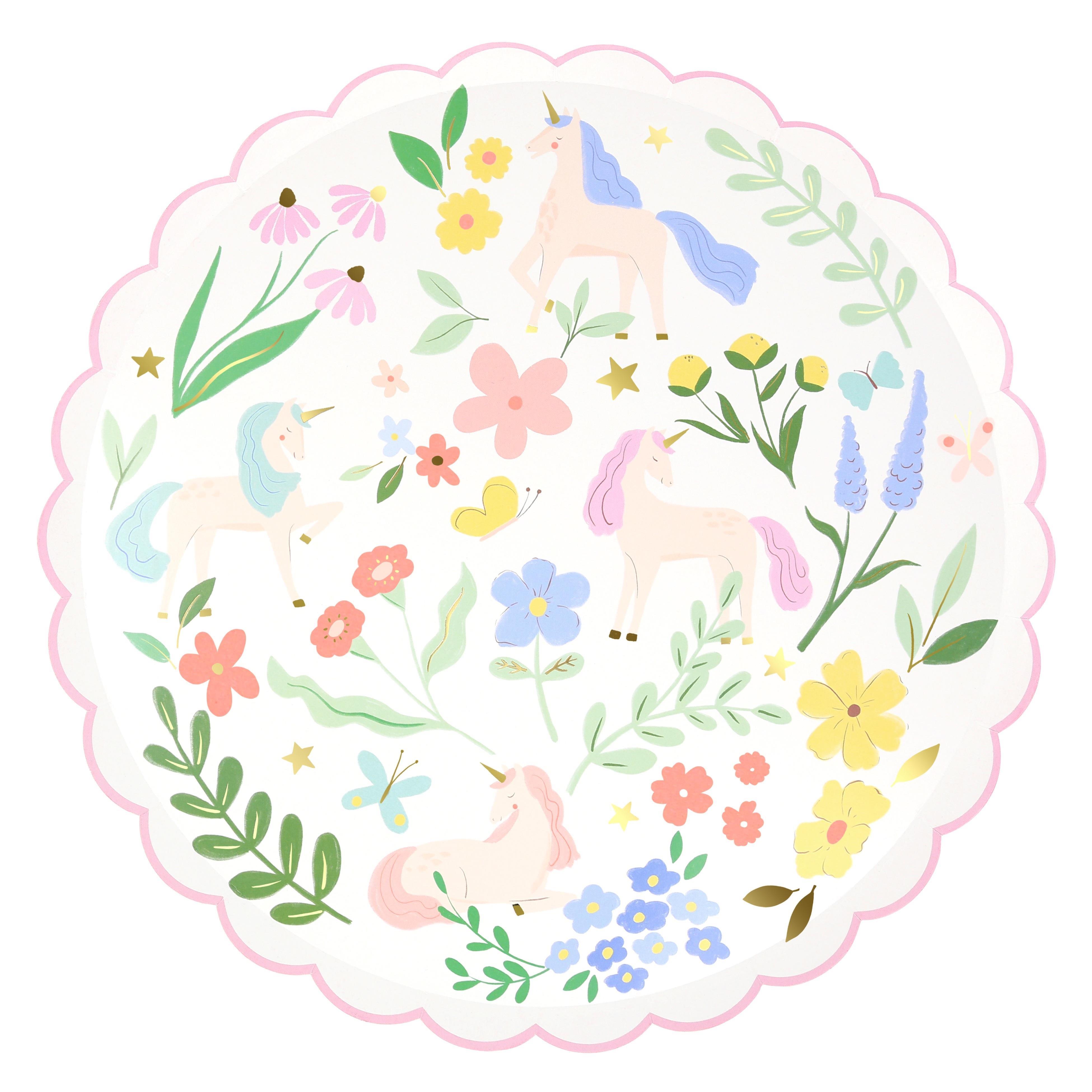 Meri Meri - Unicorn Tabak - L - 8 Adet