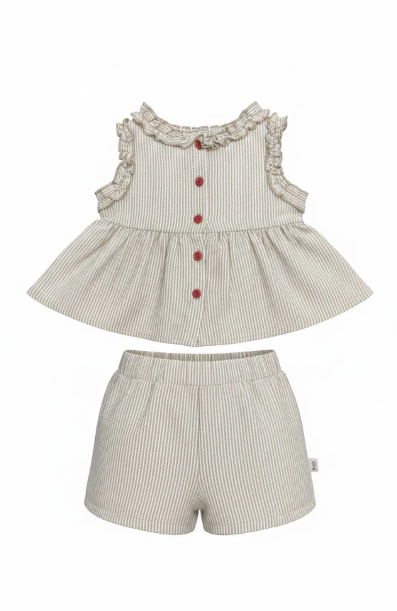 Miela Kids Fırfırlı Cherry Bluz ve Şort Takım STD