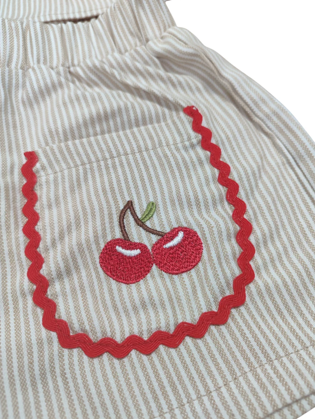 Miela Kids Fırfırlı Cherry Bluz ve Şort Takım STD
