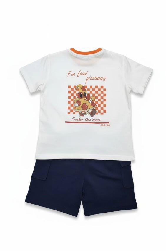 Miela Kids Pizza Baskılı Oversize Tişört ve Şort Takım STD