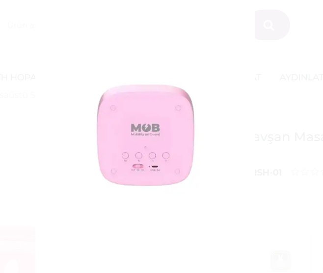 Mob Şeker Pembe Tavşan Masaüstü Saati ve Gece Lambası