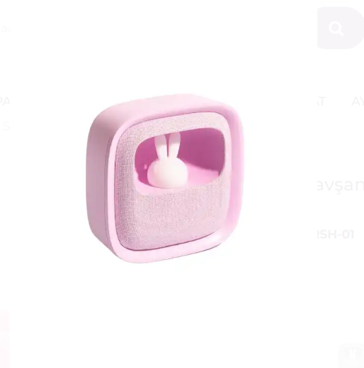 Mob Şeker Pembe Tavşan Masaüstü Saati ve Gece Lambası