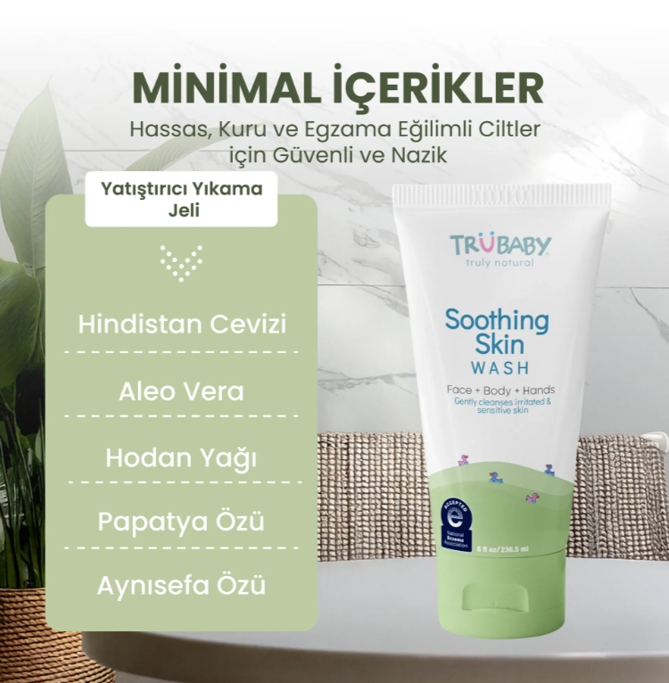TruBaby Egzama Eğilimli Ciltler için Yatıştırıcı Yüz ve Vücut Yıkama Jeli