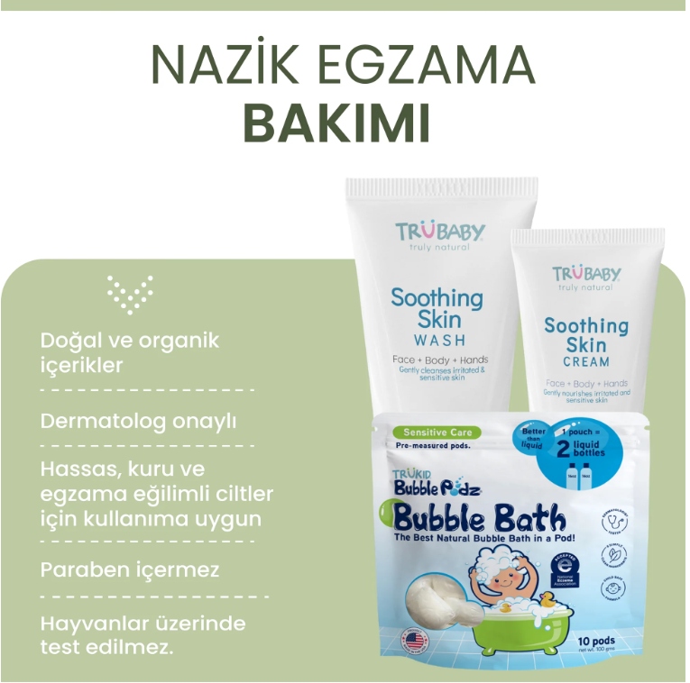 TruBaby Egzama Eğilimli Ciltler için Yatıştırıcı Yüz ve Vücut Yıkama Jeli