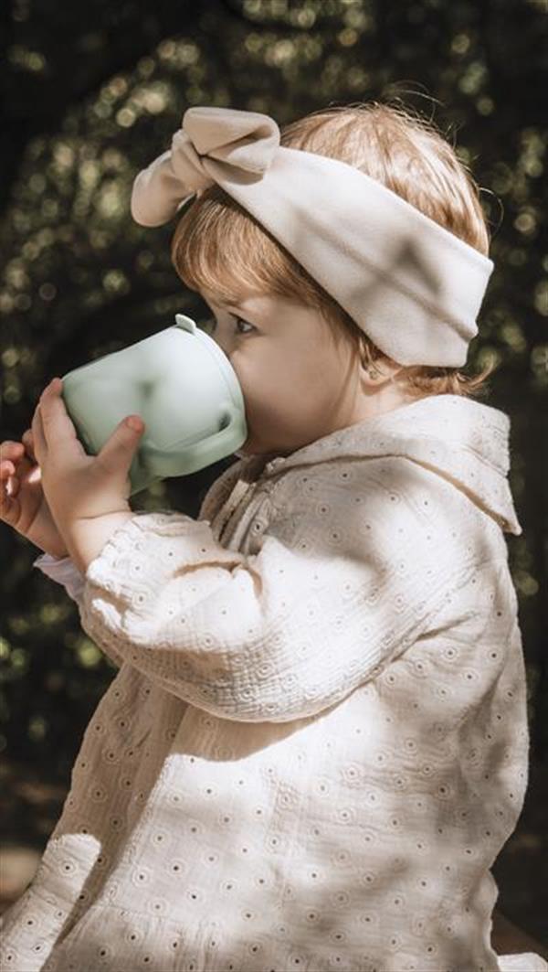 2 Kulplu Silikon Öğrenme Suluğu Sage Green