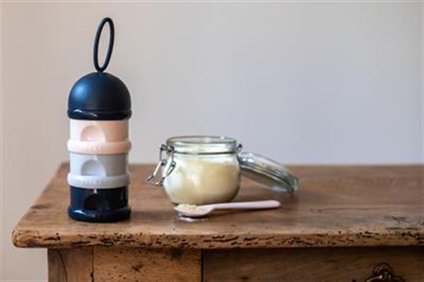 3 Katmanlı Süt Tozu Kutusu ve Atıştırmalık Kabı (Dark blue + Grey + Pink)