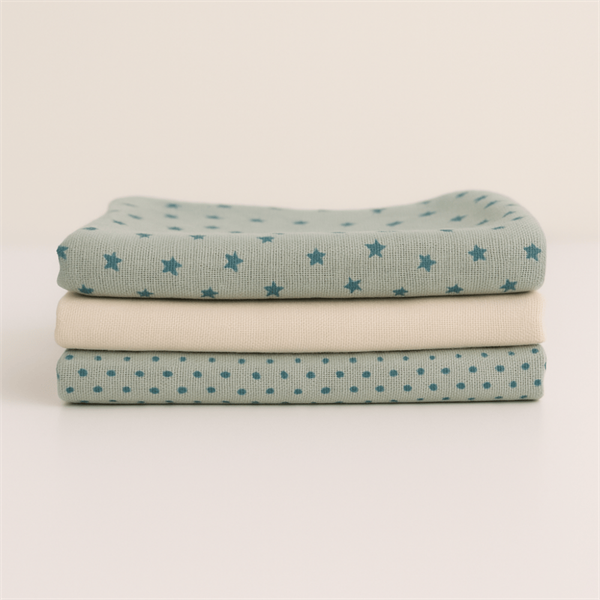 3lü Müslin Set - Mint Yıldızlı Takım