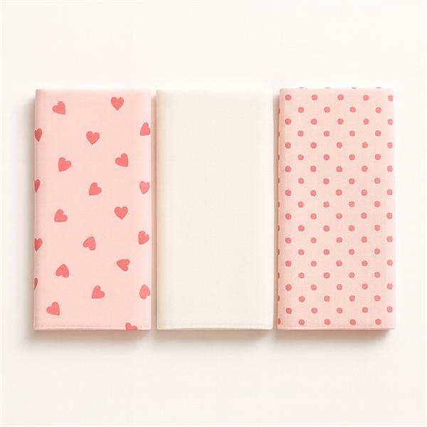 3lü Müslin Set - Pudra Kalp Takım