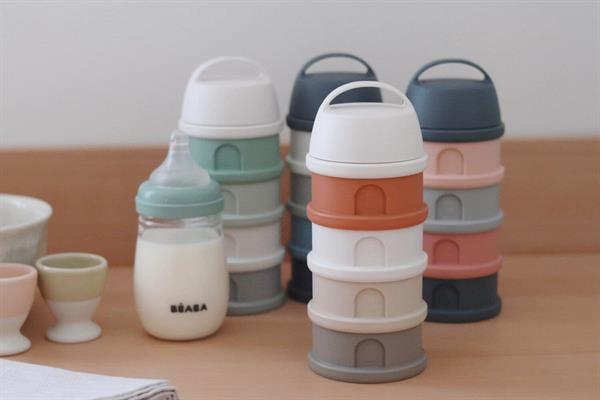 4 Katmanlı Süt Tozu Kutusu ve Atıştırmalık Kabı (Cotton white/Terracotta)