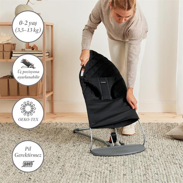 BabyBjörn 2li Set Black&White Oyuncaklı Bliss Ana Kucağı & Kanguru Mini Woven Black