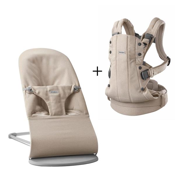 BabyBjörn 2’li Set Bliss Ana Kucağı & Kanguru Harmony Woven Melange Light Beige