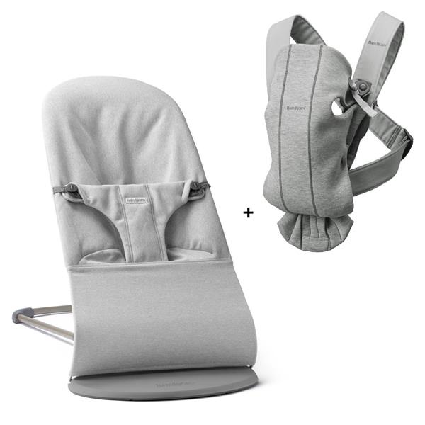BabyBjörn 2li Set Bliss Ana Kucağı Woven Melange & Kanguru Mini 3D Jersey Light Grey